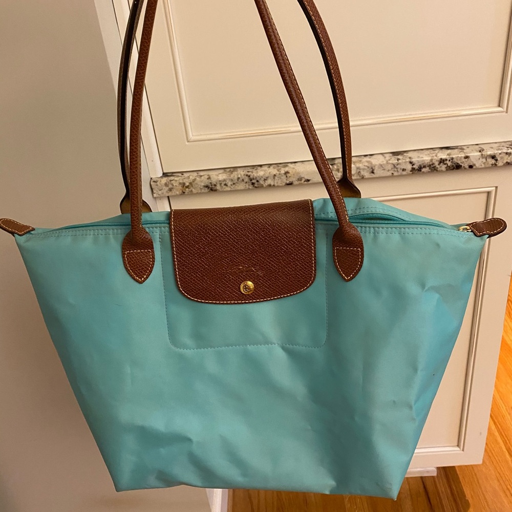 Longchamp Blue and Brown Tote Bag